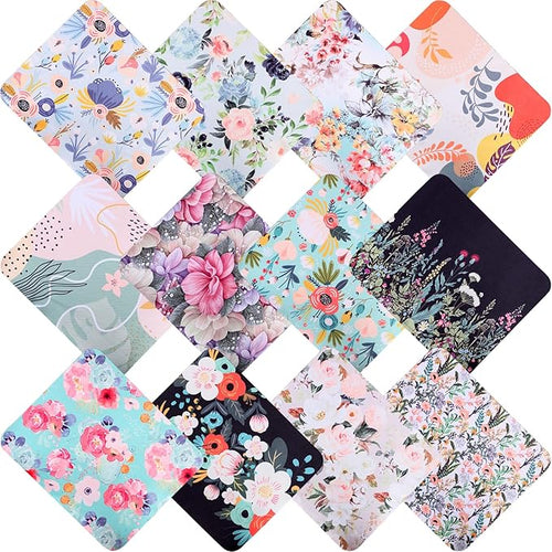 12Pcs Multicolor Flowers Drawing Microfiber Cleaning Cloths by ADBGV