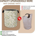 Green Herb Leaves Laundry Hamper, Rustic Wildflower Collapsible Laundry Baskets - Image 3