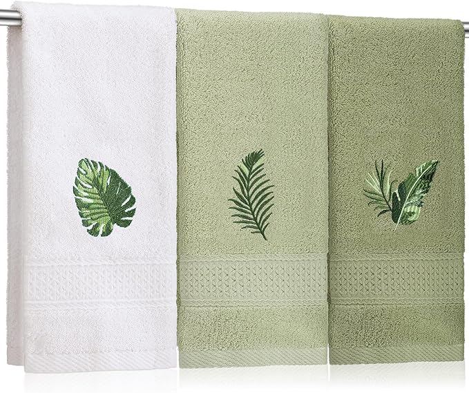 3 Pcs Tropical Palm Leaves Hand Towels by SmoothNovelty