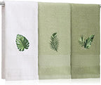3 Pcs Tropical Palm Leaves Hand Towels by SmoothNovelty