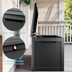 310 Gallon Lockable Outdoor Storage Box – Waterproof Resin Deck Box for Patio Furniture, Garden Tools, Pool Accessories (Black) - Image 6