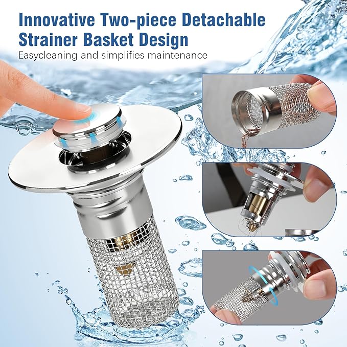 Sink Drain Strainer Hair Catcher, Press-Type Detachable Drain Hair Catcher - Image 3