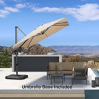 PURPLE LEAF 8.8' X 8.8' Right-left Tilt Patio Umbrella with Base Outdoor Cantilever Swivel Square Umbrella with Tilt Aluminum Offset Umbrella with 360-degree Rotation for Garden Deck Pool Patio Beige - Image 2
