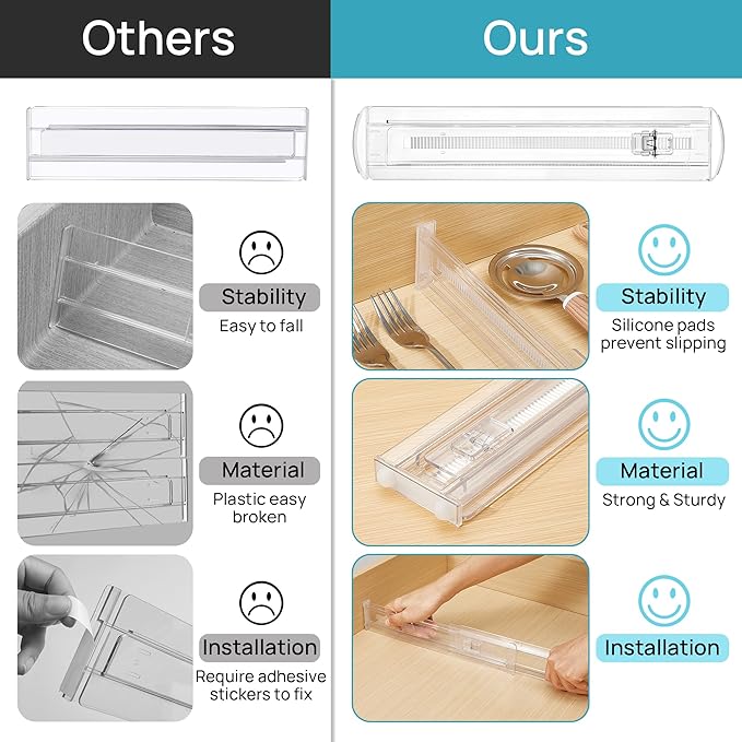 Vtopmart 8 Pack Shallow Drawer Dividers, 2.36" High 12.5"-20.8" Adjustable - Image 7