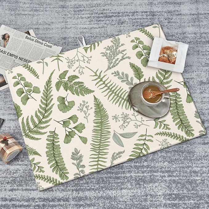 Vintage Botanical Leaves Dish Drying Mat - Image 8