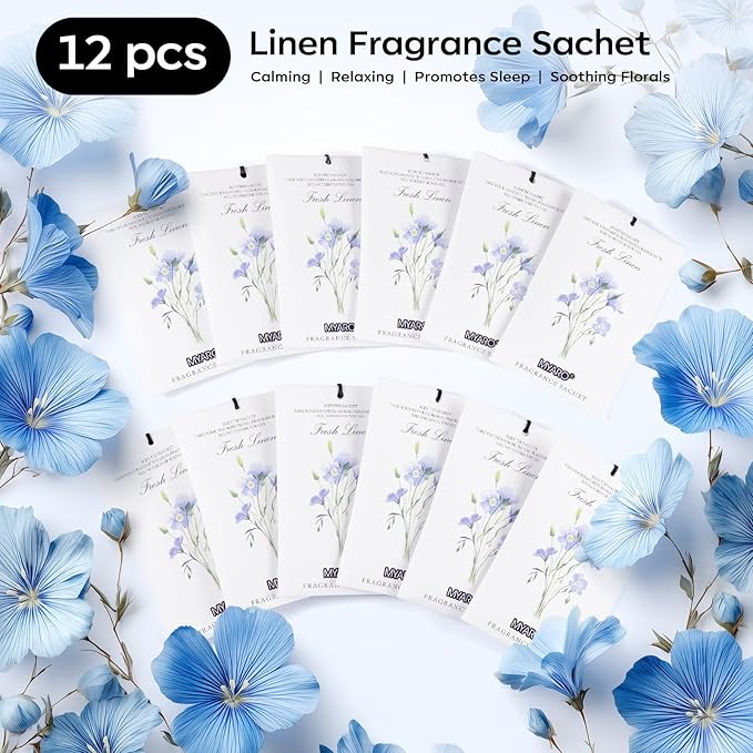 MYARO 12 Pack Fresh Linen Scented Sachets - Image 6