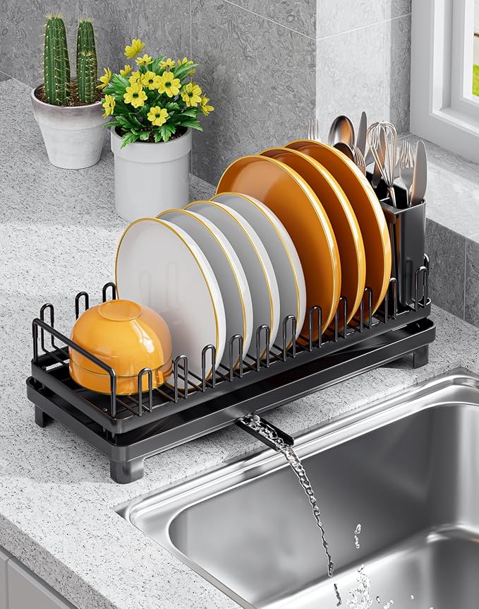 Small Dish Drying Rack for Kitchen Counter, Dish Drainer Drying Rack by OKZEST