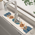 Abstract Blue Minimalistic Sink Faucet Absorbing Mat Sink Splash Guard Faucet by Unknown