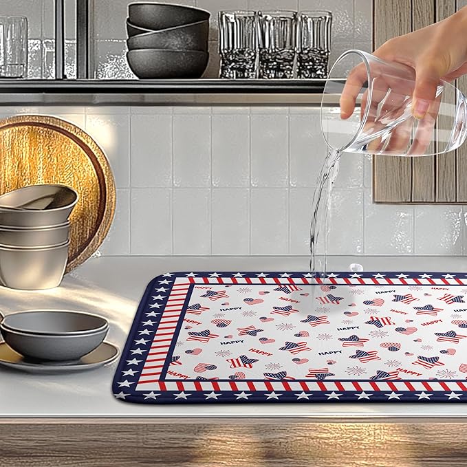 4th of July Dish Drying Mats for Kitchen Counter Patriotic Independence Day - Image 5