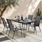 JEAREY Patio Dining Chairs Set of 4, Outdoor Stackable Dining Furniture Set, All Weather Dining Set for Lawn, Garden, Backyard, Poolside, Deep Gray - Image 2