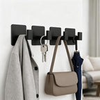 RUIGPRO Towel Hooks Adhesive No Drill, 2 Pack Matte Black Metal Hooks, Right - Image 2