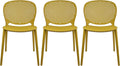 2xhome Set of 3 Patio Dining Chairs | Modern Stackable Outdoor Pool Side Chair | Weather Resistant Plastic for Yard, Porch, Balcony, Kitchen, Yellow by 2xhome