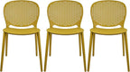 2xhome Set of 3 Patio Dining Chairs | Modern Stackable Outdoor Pool Side Chair | Weather Resistant Plastic for Yard, Porch, Balcony, Kitchen, Yellow by 2xhome