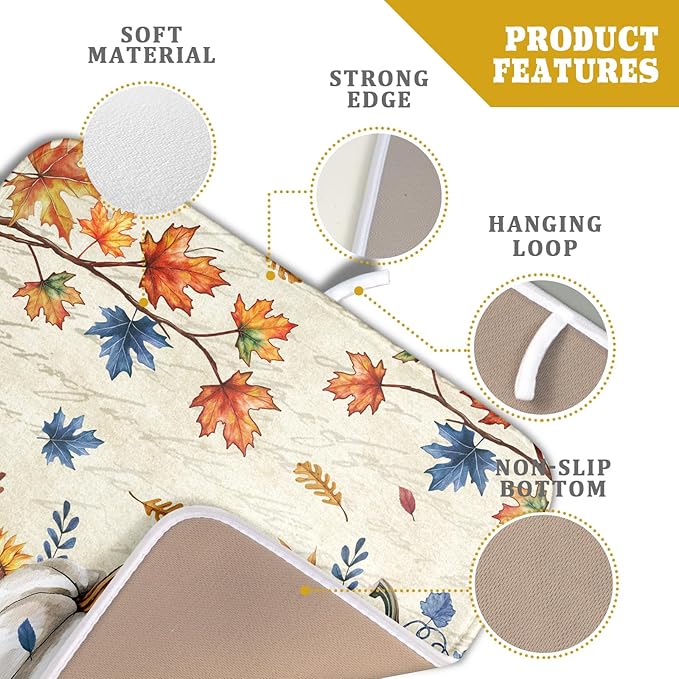 Fall Pumpkin Dish Drying Mat for Kitchen Counter 16x18 Inch Vintage Autumn - Image 4