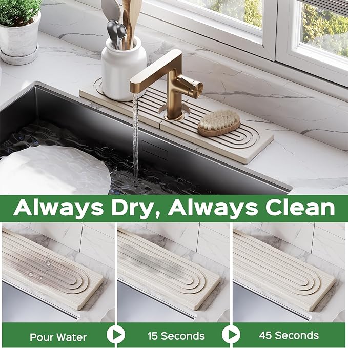 16 Inch Stone Faucet Mat for Kitchen Sink Splash Guard - Image 2