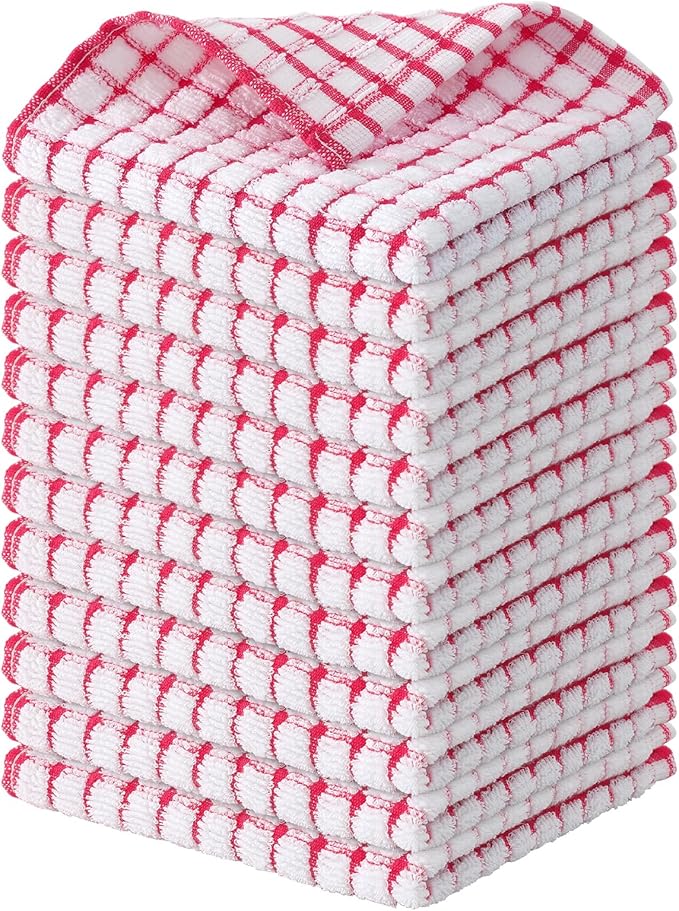 Kitinjoy Cotton 12 Pack Terry Kitchen Dish Cloths, 12 x 12 Inches Super Soft by Kitinjoy