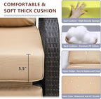 ATR ART TO REAL Outdoor Recliner, Outdoor Wicker Recliner Chair with 5.12'' Cushions, Automatic Adjustable Patio Chaise Lounge Chairs, Aluminum Frame. UV Protected and Rustless (Khaki) - Image 5