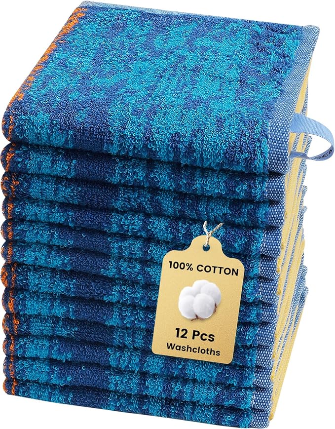 SEMAXE 100% Cotton Washcloths 12-Pack, 13 × 13 Inch Soft Luxury Face Towels – by SEMAXE
