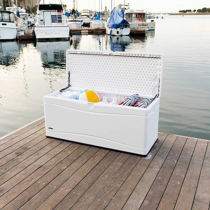 LIFETIME Outdoor Storage Deck Box, 130 Gallon, Arctic White, Lockable, UV-Protected, for Decks and Marine Docks - Image 11