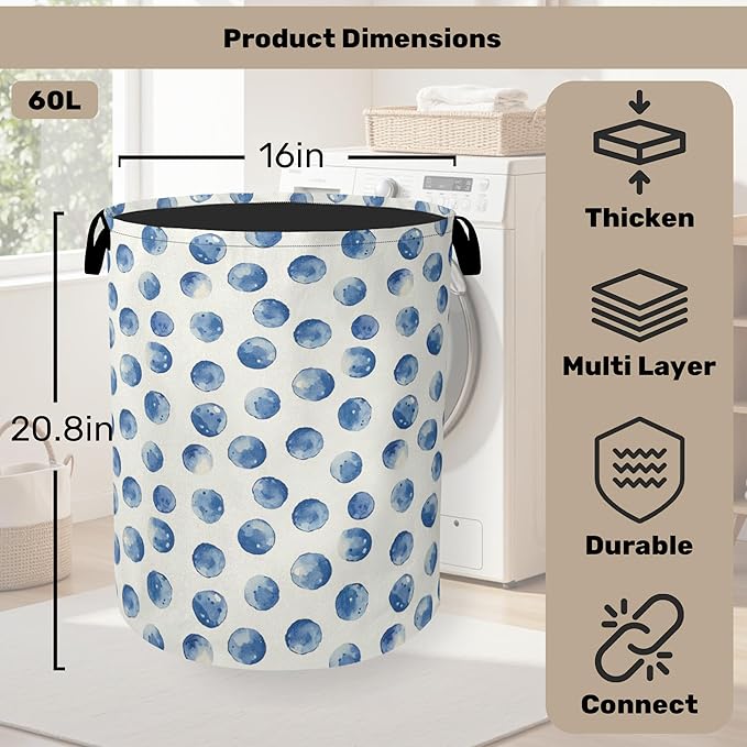 Blue Polka Dots Laundry Basket - Image 2