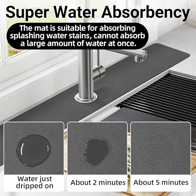 LOPNUR Faucet Mat for Kitchen Sink Protectors, 29 Inch Extra Long Kitchen Sink - Image 6