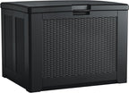 Rubbermaid Medium Resin Outdoor Storage Deck Box (74 Gal), Weather Resistant, Black, Deck Organization for Home/Backyard/Pool Chemicals/Toys/Garden Tools/Porch/Patio Cushions by Rubbermaid