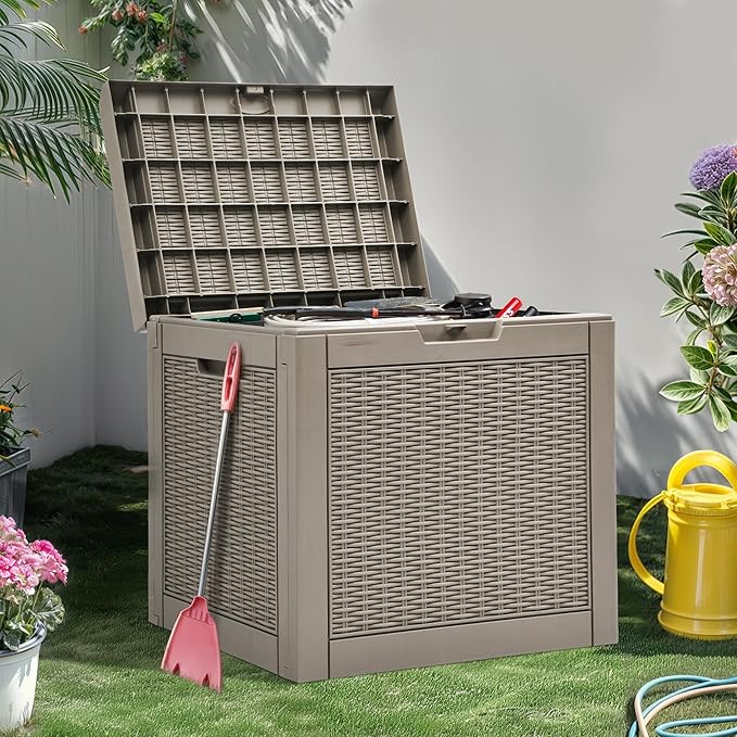 YITAHOME 32 Gallon Deck Box, Resin Storage with Lockable Lid & Side Handles, Indoor Outdoor Small Container for Patio Cushion, Garden Pool Accessories, Backyard Furniture, Water Resistant - Image 7
