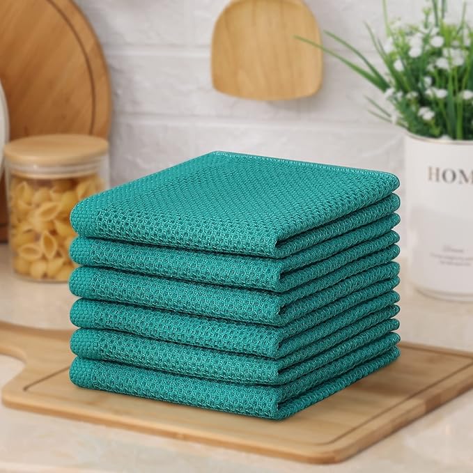 Kitinjoy 100% Cotton Kitchen Dish Cloths, 12 Pack Waffle Weave Ultra Soft - Image 7
