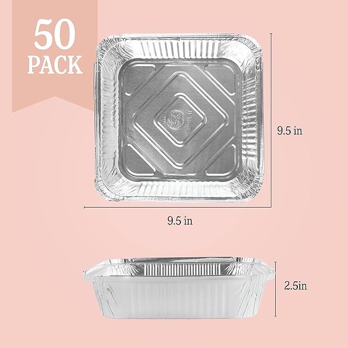 PLASTICPRO Disposable 9'' X 9'' X 2'' Inch Square Aluminum Tin Foil Baking Pans - Image 4