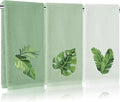 3Pcs Sage Green Gradient Hand Towels Tropical Palm Leaves Embroidered Cotton by FYSUIMU