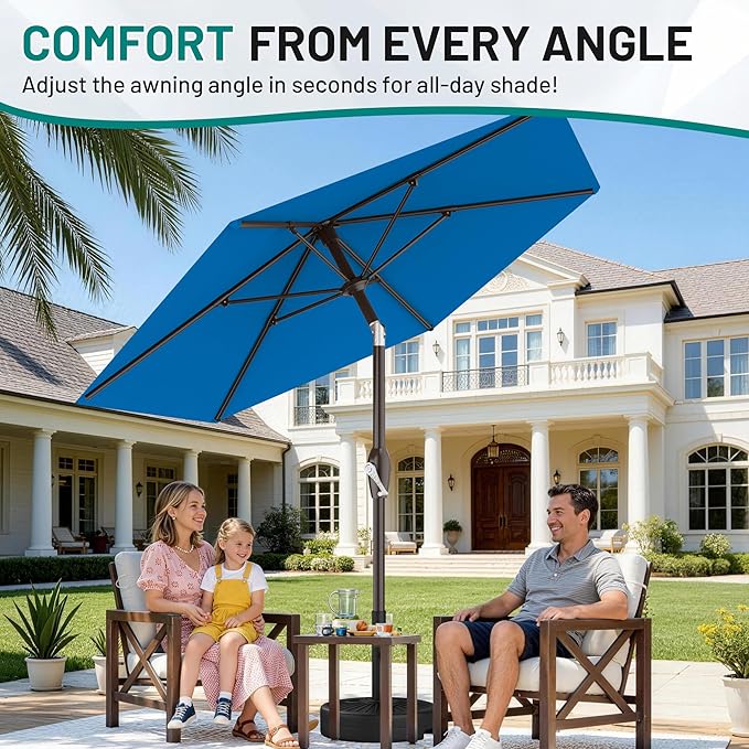 AreShark 7.5FT Patio Umbrella Table Market Umbrella with 6 Sturdy Ribs, Button Tilt/Crank Heavy-Duty Round Outdoor Umbrellas for Garden, Deck, Backyard,and Pool, Royal Blue - Image 6