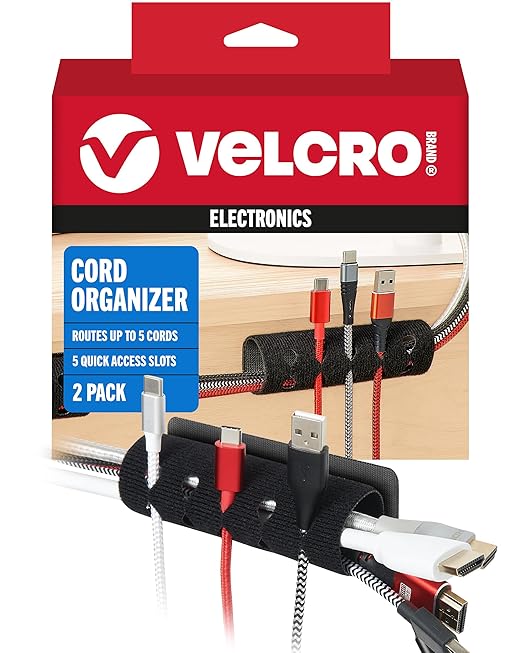 Velcro Brand Cord Organizer for Desk & Nightstand, 5 Cable Slots by VELCROBrand