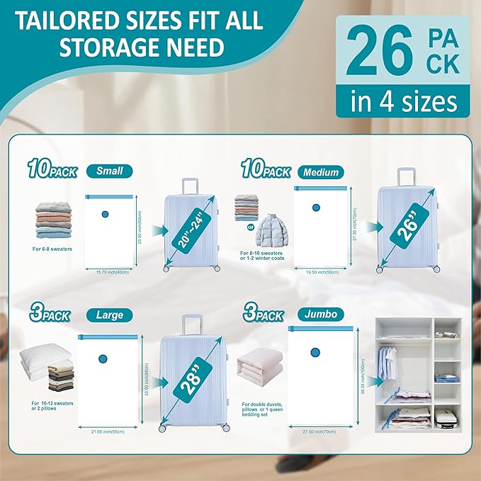 Cozy Essential Travel Vacuum Storage Bags - Image 4
