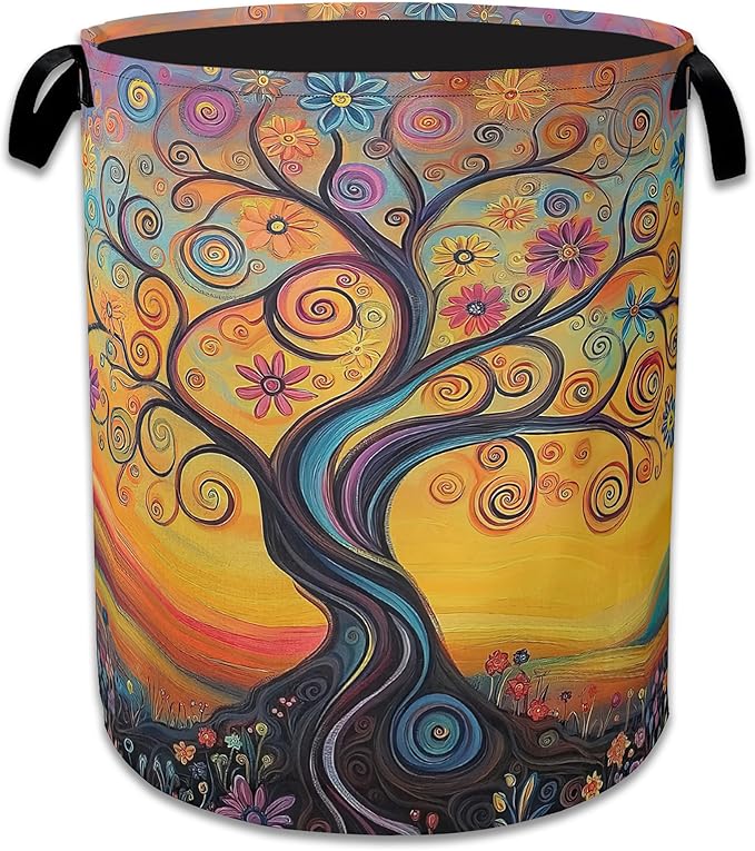Abstract Tree Flowers Laundry Basket, Oxford Cloth Laundry Hamper by Unknown