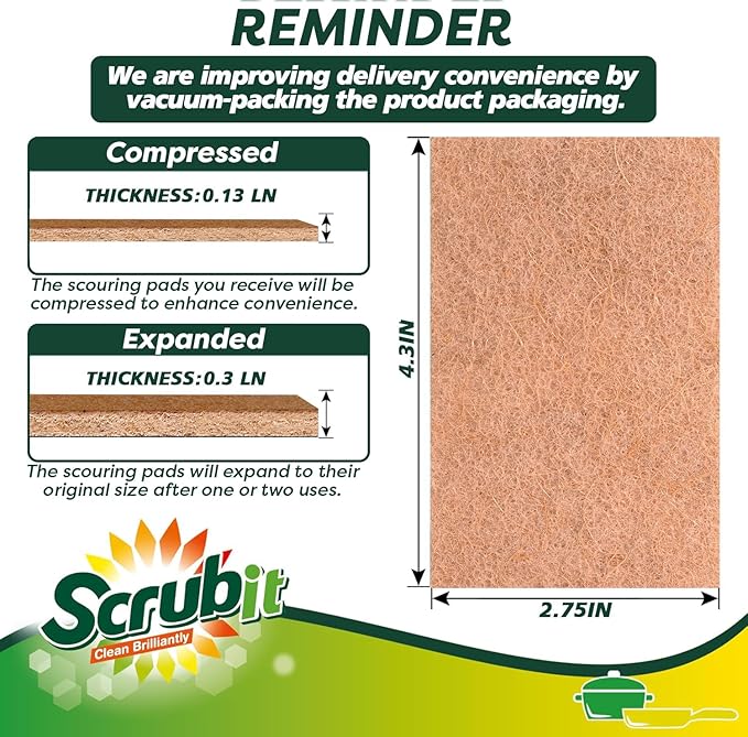 SCRUBIT 100 Pack Natural Scouring Pads - Image 2