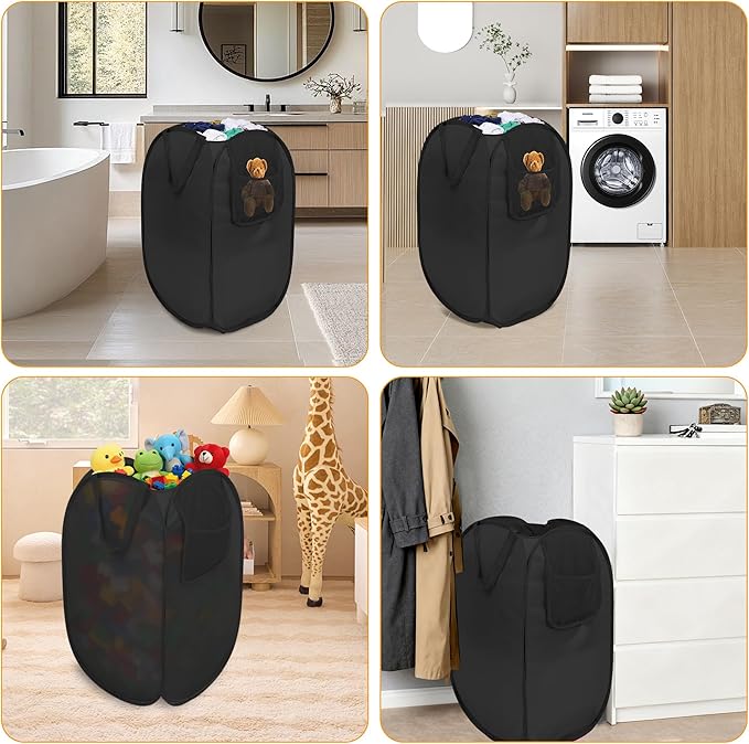 Pop Up Laundry Hamper with Side Pockets, Foldable Laundry Basket Reinforced - Image 7