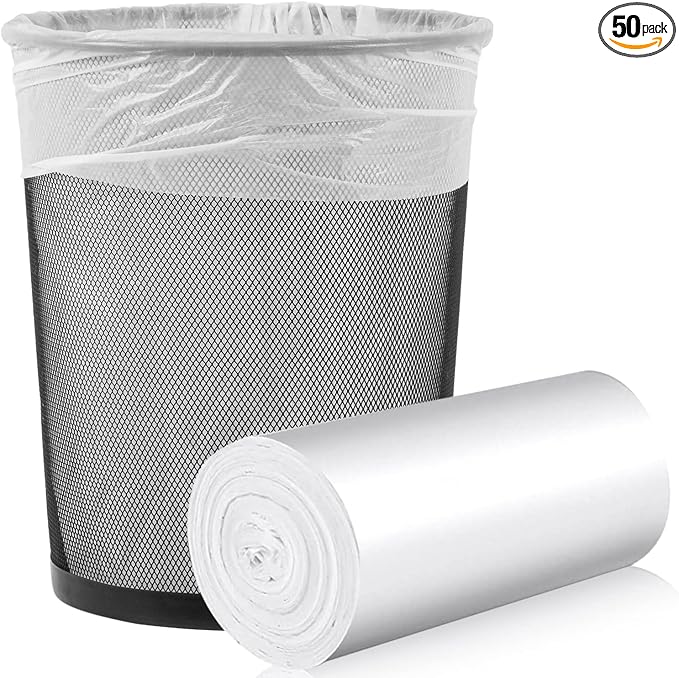 Medium Trash Bags, 6-8 Gallon White Garbage Bags Trash Can Liners by HOME