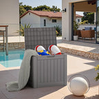 JUMMICO 42 Gallon Deck Box Waterproof, Resin Outdoor Storage Box with Side Handles, Outdoor Storage Benches Lockable for Patio Cushions and Garden Tools (Gray) - Image 7