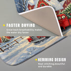 Christmas Dish Drying Mat for Kitchen Counter 16x18 Red Truck Winter Xmas Snow - Image 3