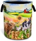 Highland Cow Chicken Farm Laundry Basket Cattle Oxford Cloth Laundry Hamper by Unknown