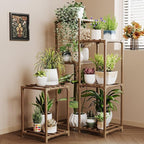 Bamworld Plant Stand Indoor Corner Plant Shelf Wood Plant Holder for Multiple Plants Tall Flower Stands Plants Table Rack Garden Patio Lawn Window 03H, Brown by Bamworld