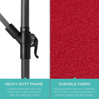 Best Choice Products 10ft Offset Hanging Market Patio Umbrella w/Easy Tilt Adjustment, Polyester Shade, 8 Ribs for Backyard, Poolside, Lawn and Garden - Red - Image 6