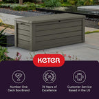 Keter Westwood 150 Gallon Resin Large Outdoor Storage Box for Patio Furniture, Outdoor Cushions, Garden Tools and Pool Floats, Taupe - Image 8