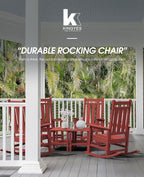 KINGYES Oversized Outdoor Rocking Chair, All-Weather Patio Rocking Chairs for Porch, HDPE Outdoor Patio Rockers with High Back & Wide Seat for Garden, Lawn, Red - Image 9