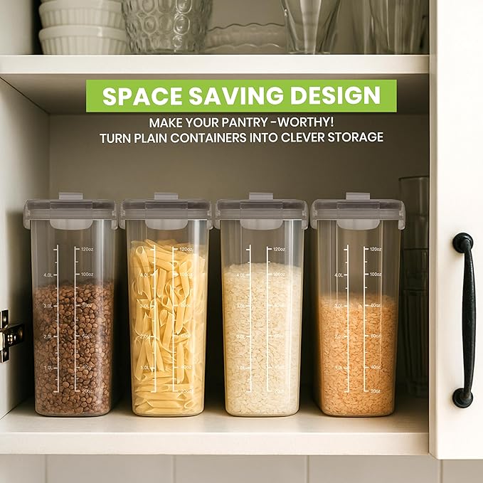 Utopia Kitchen Cereal Containers Storage Set – 4 Pack 4L Airtight Food Storage - Image 7
