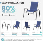 Patio Dining Chairs Set of 4, Outdoor Stackable Dining Chairs High Back for All Weather, Patio Furniture for Backyard, Porch, Garden, Pool Deck (Blue) - Image 8