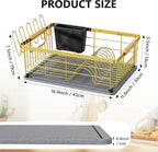 Dish Drying Rack Gold with Diatomaceous Earth 1 Tier, Large Capacity Space - Image 2