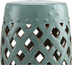 Outsunny 13" x 18" Ceramic Garden Stool with Woven Lattice Design & Glazed Strong Materials Decorative Outdoor Stool, Antique Blue - Image 9