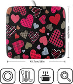 Happy Valentine's Day Black Dish Drying Mat - Image 2
