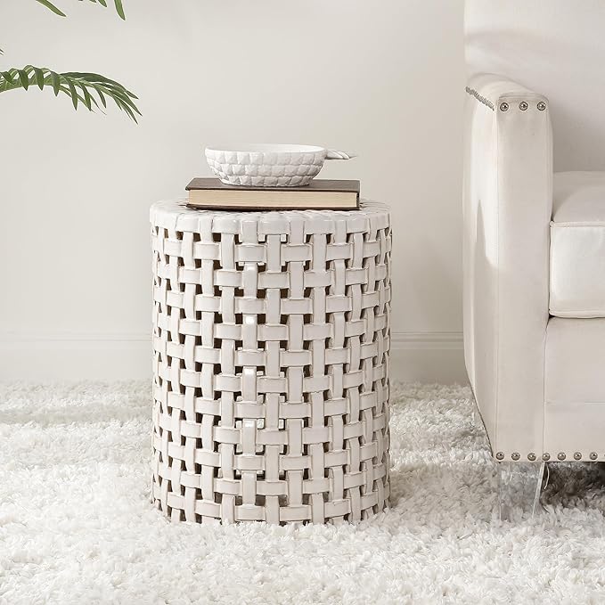 SAFAVIEH Home Collection Sayre Cream Ceramic 18-inch Decorative Accent Garden Stool for Living Room, Bathroom, Patio, Side Table, Plant Stand (Fully Assembled) - Image 2
